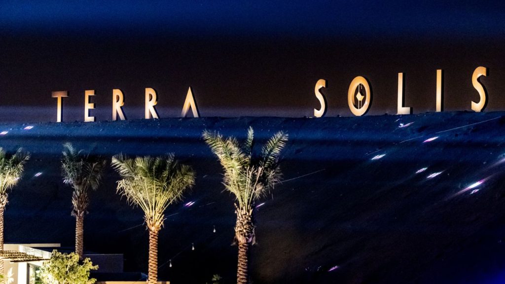 terra solis dubai tomorrowland at night